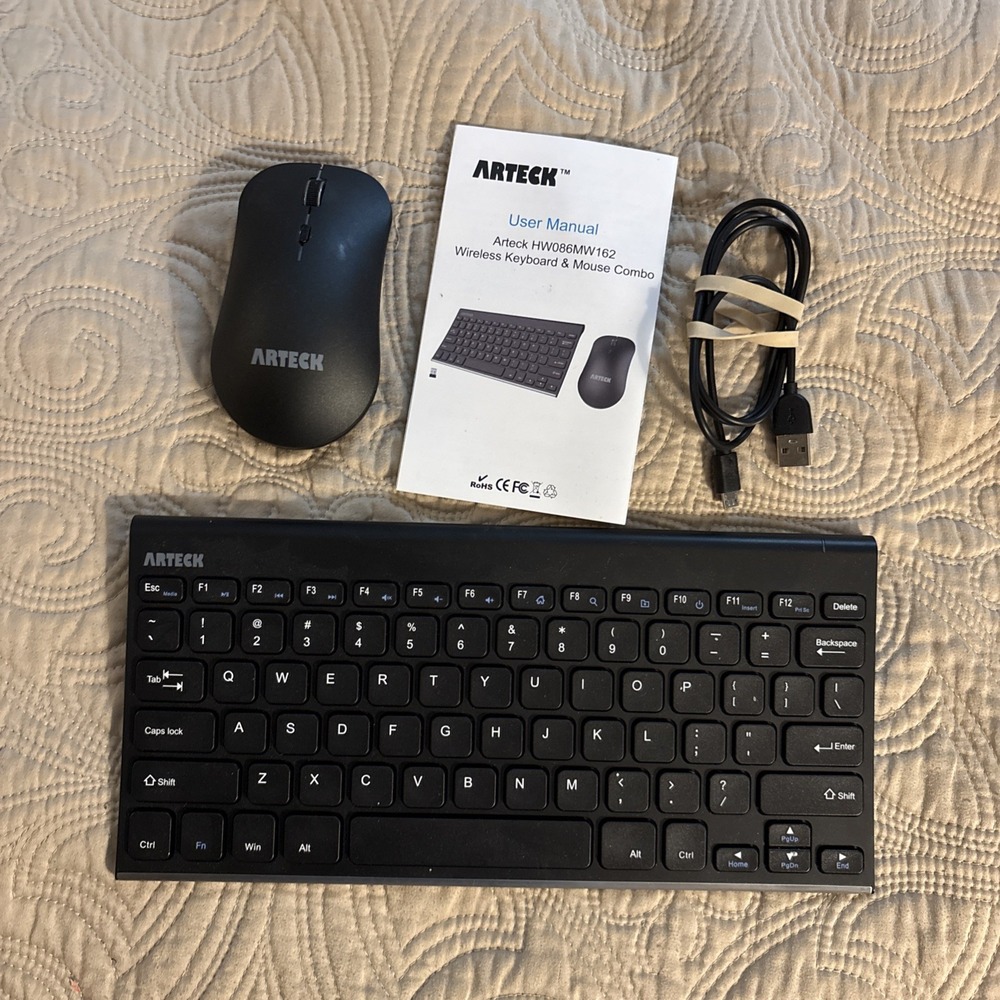 Arteck Slim Wireless Keyboard HW086 & Mouse MW162 Bundle, Rechargeable